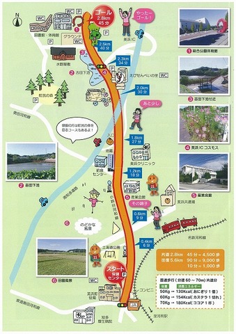 役場から総合公園体育館までのスタンダードコースマップ
