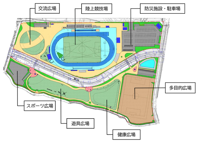 整備される公園施設の完成予想図