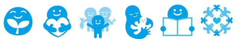 表情を表した水色の6つのイラスト