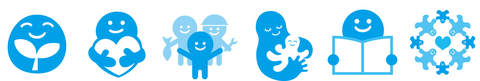 表情を表した水色の6つのイラスト