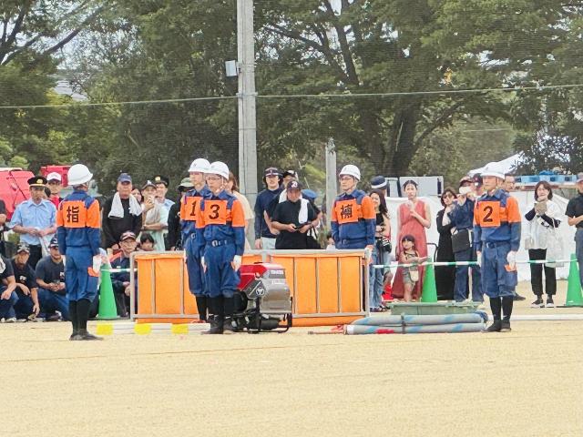 第70回愛知県消防操法大会小型ポンプの部で優勝した野間分団の操法の写真