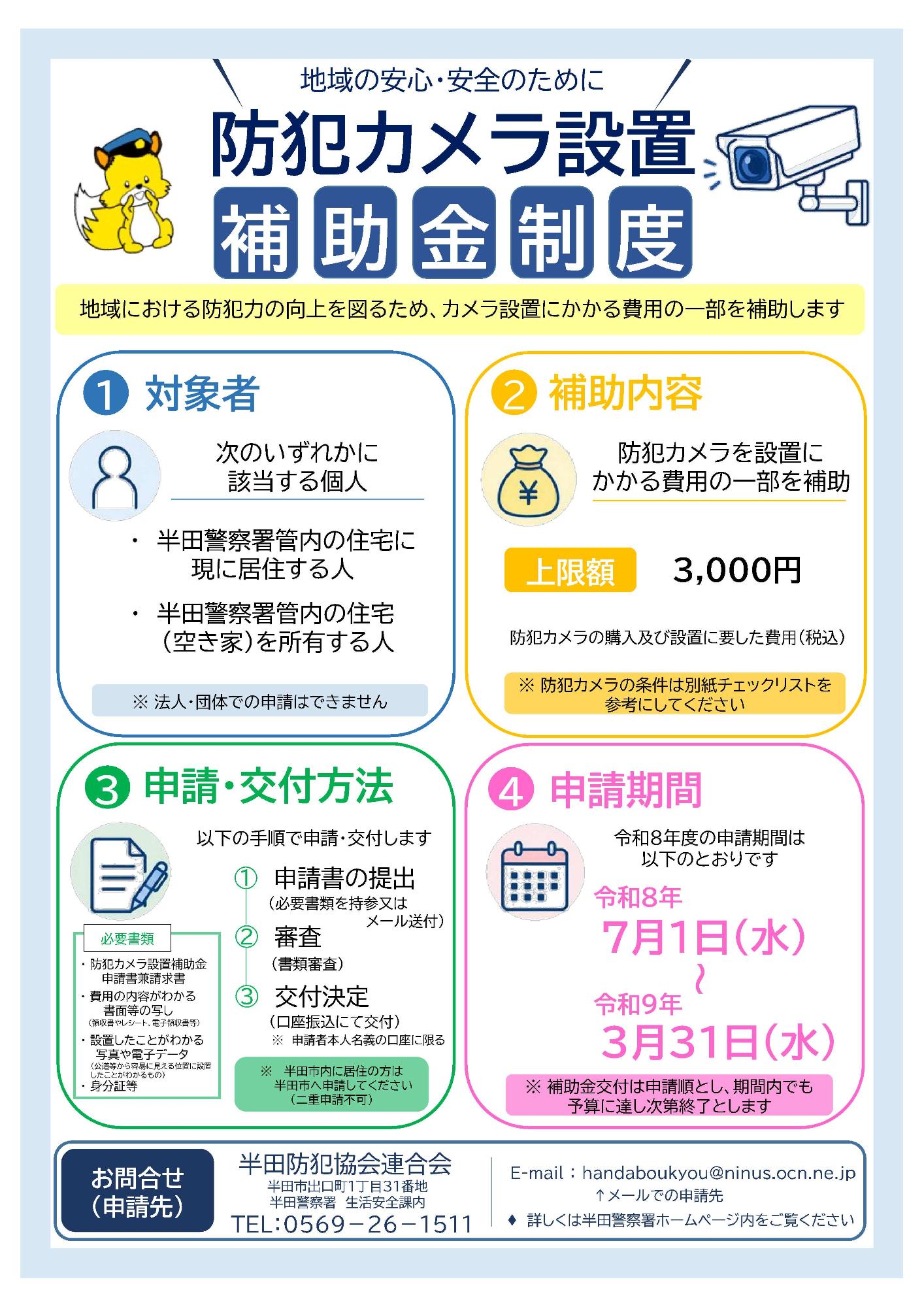 防犯カメラ補助制度の紹介